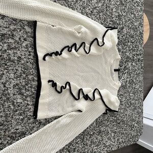 Divided Cream and Black Ruffle Sweater